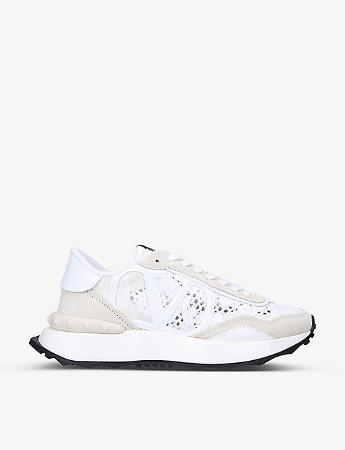 VALENTINO GARAVANI: Lace Runner branded mesh and lace low-top trainers