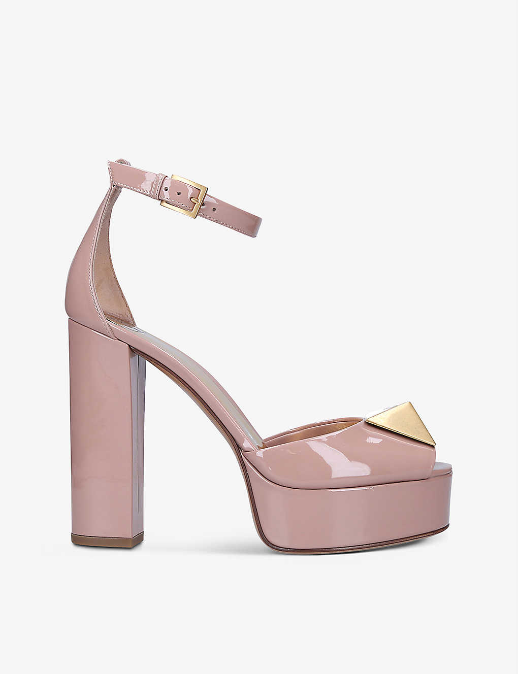 Valentino Garavani Womens Pale Pink One Stud Embellished Leather Platform Sandals