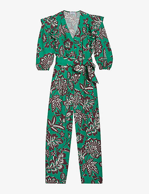 CLAUDIE PIERLOT: Justice floral-print cotton jumpsuit