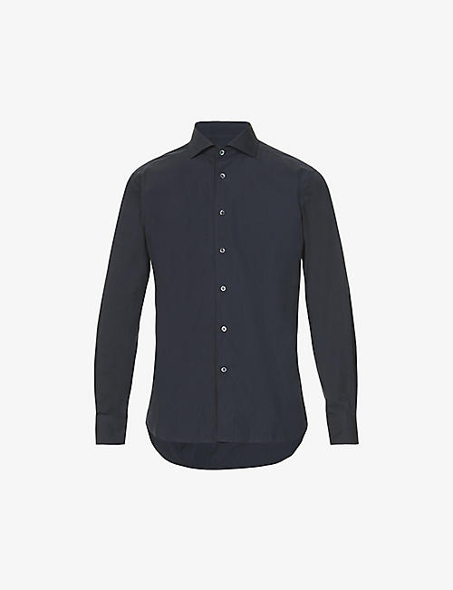 CORNELIANI: Slim-fit cotton-blend poplin shirt