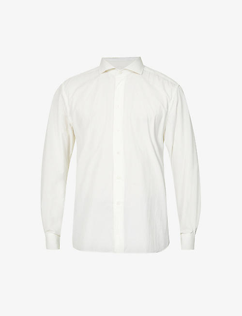 CORNELIANI: Slim long-sleeved cotton-blend poplin shirt