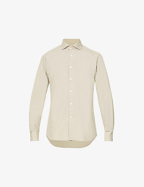 CORNELIANI: Cuttaway slim-fit cotton-blend shirt