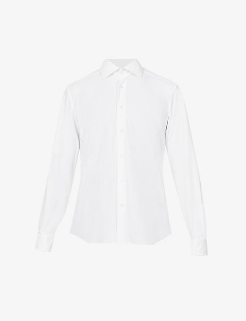 CORNELIANI: Slim-fit cutaway-collared stretch-woven shirt