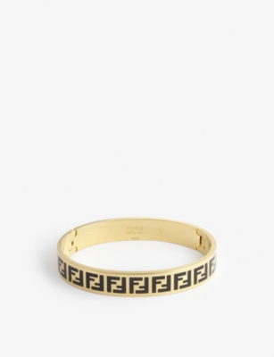 FENDI - FF branded gold-tone brass bangle | Selfridges.com