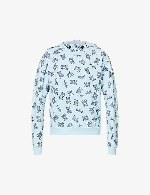 MOSCHINO: Bear-print relaxed-fit stretch-cotton hoody