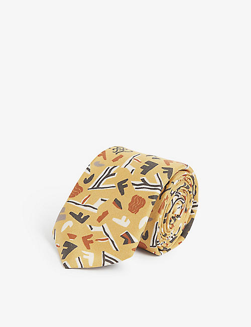 FENDI: Fragment brand-print silk tie