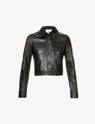 Courrèges logo-appliqué high-shine jacket - Black