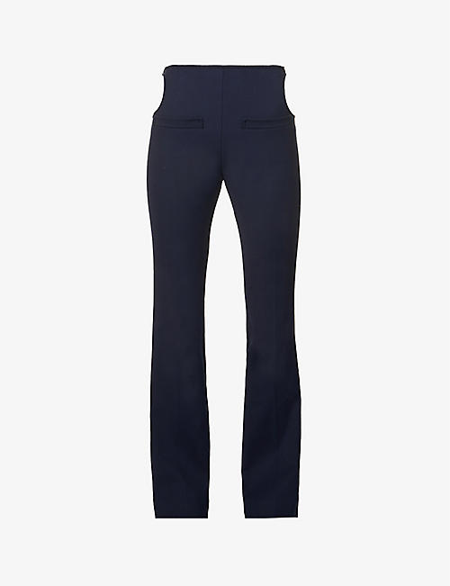 COURREGES: Cut-out flared-leg high-rise woven trousers