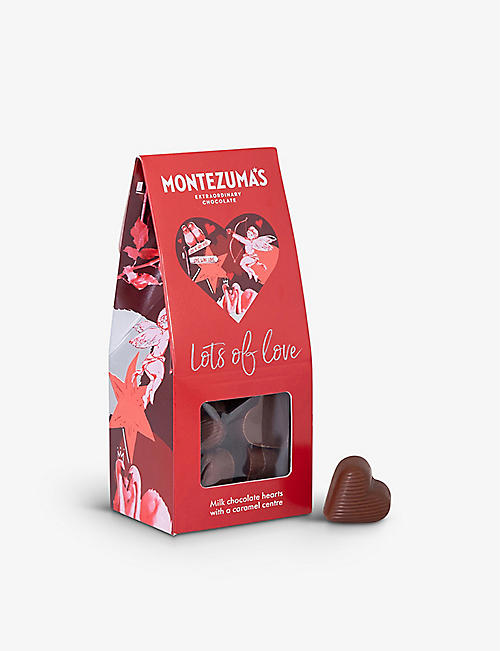 MONTEZUMAS: Lots of Love milk chocolate caramel hearts 120g