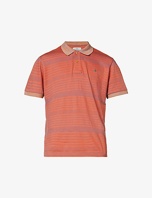 VIVIENNE WESTWOOD: Striped slim-fit cotton-jersey polo shirt