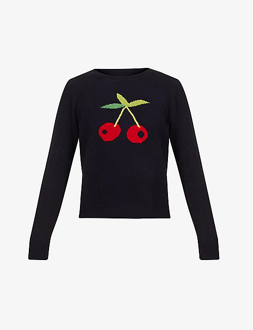 REFORMATION: Cherry-print slim-fit wool jumper