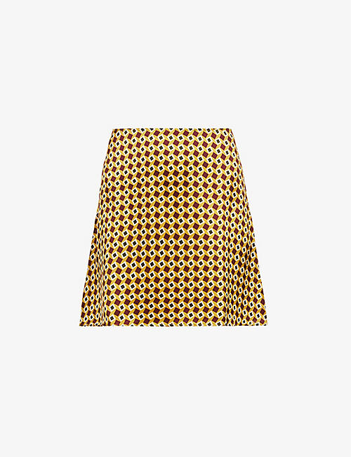 REFORMATION: Benson high-waist A-line silk-satin mini skirt