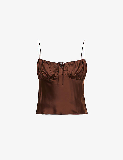 REFORMATION: Lilibet ruched silk top