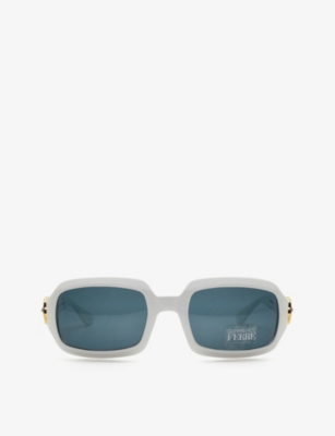 The Vintage Trap Women's White Pre-loved 389s-c29 Gianfranco Ferré Square-frame Acetate Sunglasses