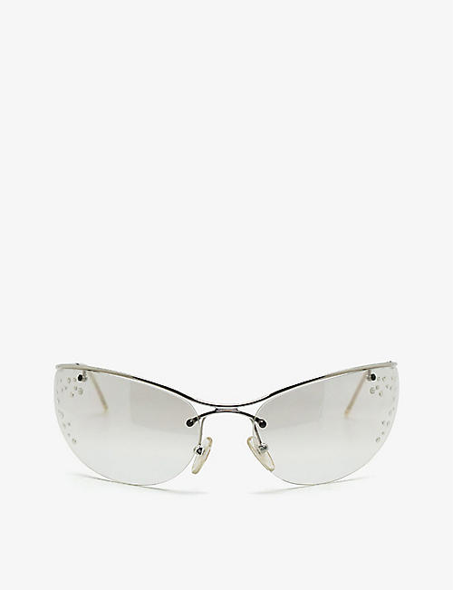 THE VINTAGE TRAP: Pre-loved YB7HR DIOR 00s cat-eye metal sunglasses