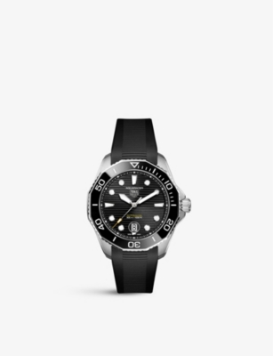 Tag Heuer Wbp201a.ft6197 Aquaracer Professional 300 Stainless-steel And Rubber Automatic Watch In Black