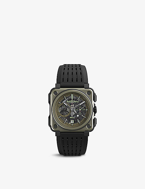 BELL & ROSS: BRX1-CE-TI-MIL titanium and rubber automatic watch