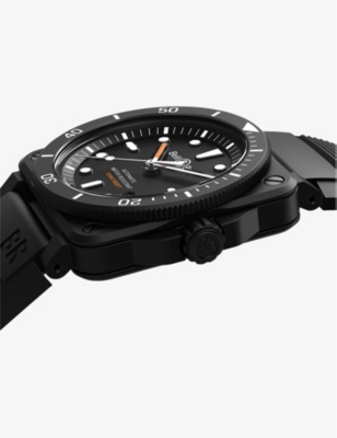 Shop Bell & Ross Men's Black Ceramic Br 03-92 Diver Ceramic And Rubber Automatic Watch
