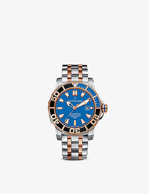 CARL F BUCHERER: 00.10632.24.53.21 Patravi ScubaTech 18ct rose gold-plated and stainless-steel automatic watch