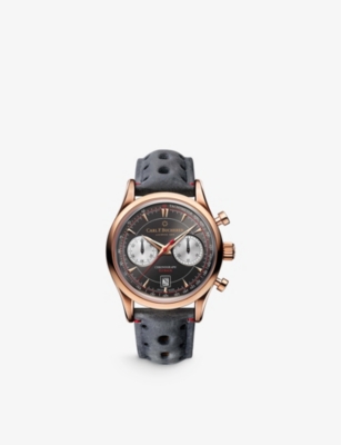 CARL F BUCHERER 00.10919.03.33.02 Manero Flyback 18ct rose gold and leather automatic watch