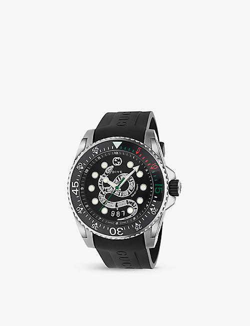 GUCCI: YA136217 Dive stainless steel and rubber quartz watch