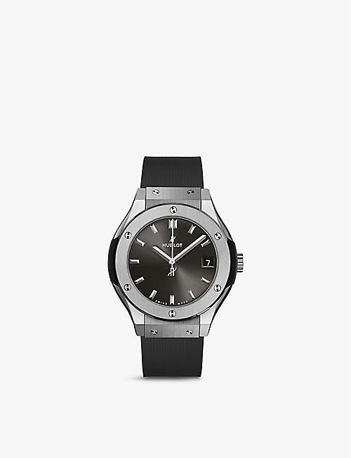HUBLOT: 581.NX.7071.RX Classic Fusion rubber and titanium quartz watch