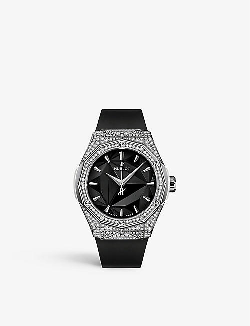 HUBLOT: 550.NS.1800.RX.1604.ORL19 Classic Fusion Orlinski titanium 1ct, 0.6ct round-cut diamond and rubber automatic watch