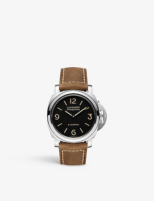 PANERAI: PAM00914 Luminor 8 Giorni stainless-steel and leather strap mechanical watch