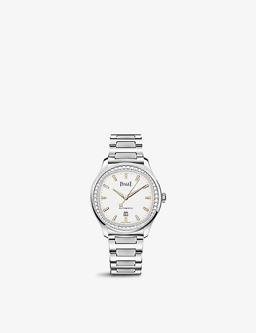 PIAGET：G0A46019 Piaget Polo Date 不锈钢 0.97 克拉和 0.08 克拉明亮式切割钻石自动腕表