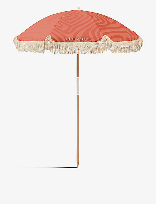 SUNNYLIFE: Luxe fringed cotton beach umbrella 170cm
