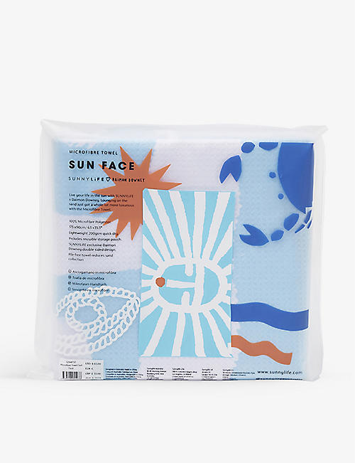 SUNNYLIFE: Face-print microfibre beach towel 165cm x 90cm
