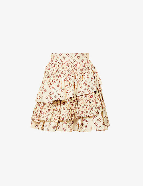 ULLA JOHNSON: Aminta patterned high-waist cotton mini skirt