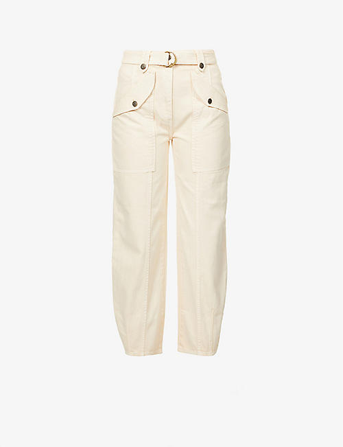 ULLA JOHNSON: Waverly belted cotton-denim trousers