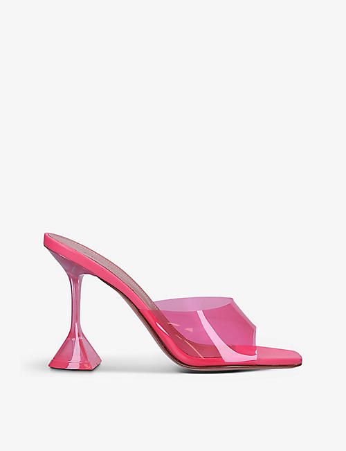 AMINA MUADDI: Lupita Glass square-toe PVC heeled mules