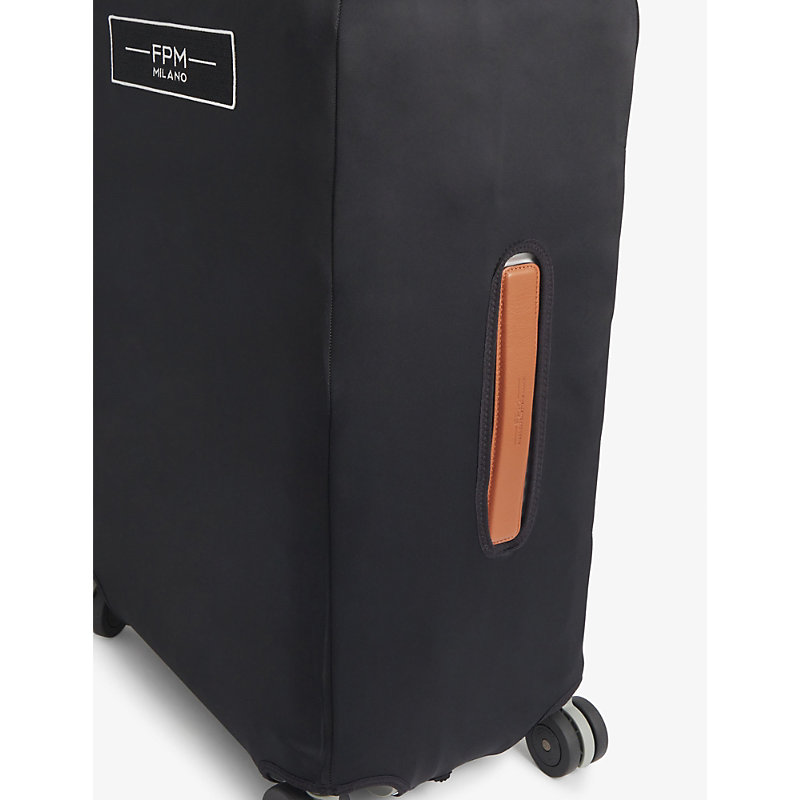 Shop Fpm - Fabbrica Pelletterie Milano Black Ink Bank Spinner 68 Logo-print Neoprene Suitcase Cover