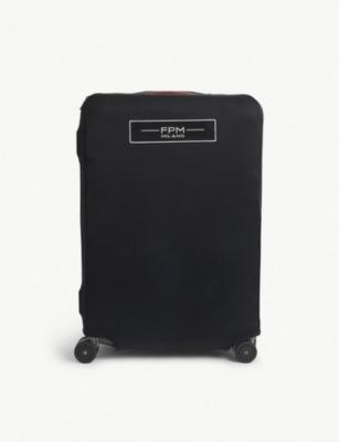 Fpm - Fabbrica Pelletterie Milano Bank Spinner 68 Logo-print Neoprene Suitcase Cover In Black Ink