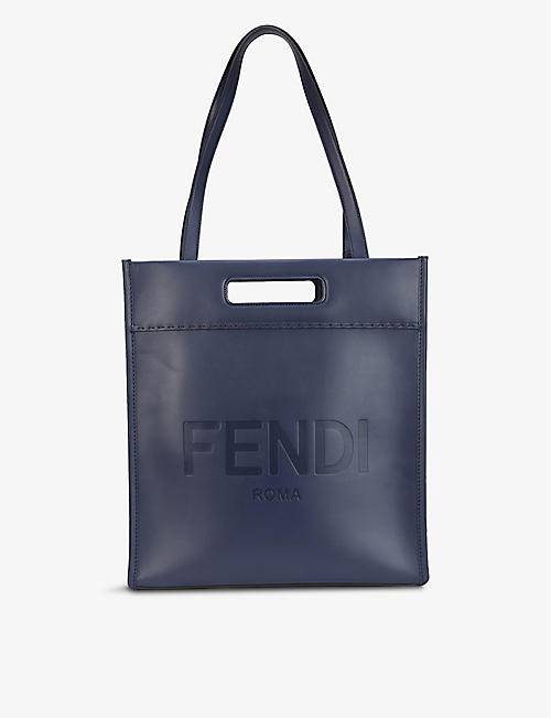 FENDI: Roma brand-embossed leather tote bag
