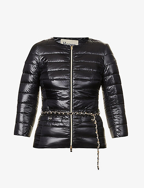 HERNO: Lucrezia belted shell-down jacket