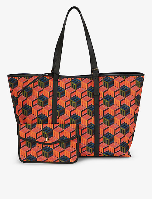 MCM: Cubic monogram medium woven shopper bag