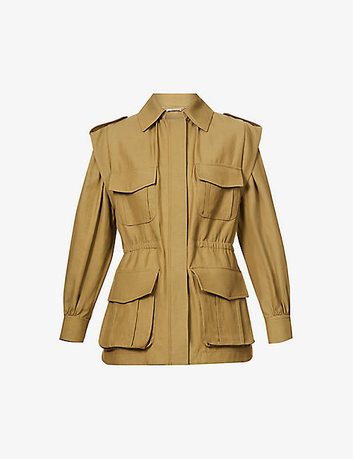 ALBERTA FERRETTI: Collared pocket-detail woven jacket