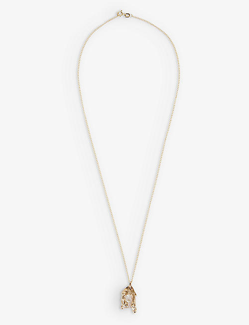 PALM ANGELS: Palm Angels x Bleue Burnham Melting Wax 9ct yellow-gold and sapphire pendant necklace
