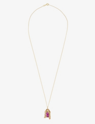 PALM ANGELS - Palm Angels x Bleue Burnham Melting Wax 9ct yellow-gold and  sapphire pendant necklace | Selfridges.com