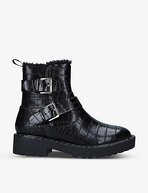 KG KURT GEIGER: Trixie quilted faux leather biker boots
