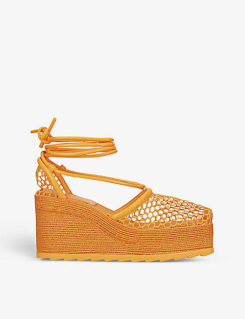 BOTTEGA VENETA: Net-embellished woven sandals