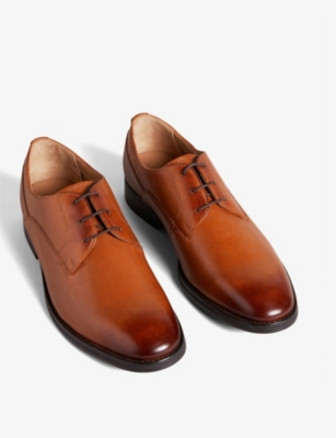 Shop Ted Baker Men's Tan Formal Leather Derby Shoes In Brown