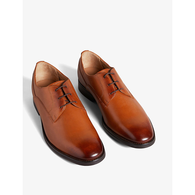 Shop Ted Baker Mens Tan Formal Leather Derby Shoes In Brown
