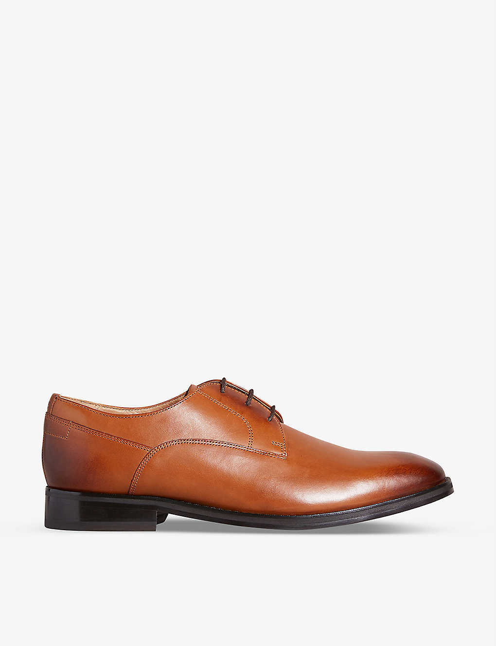 Shop Ted Baker Men's Tan Formal Leather Derby Shoes In Brown