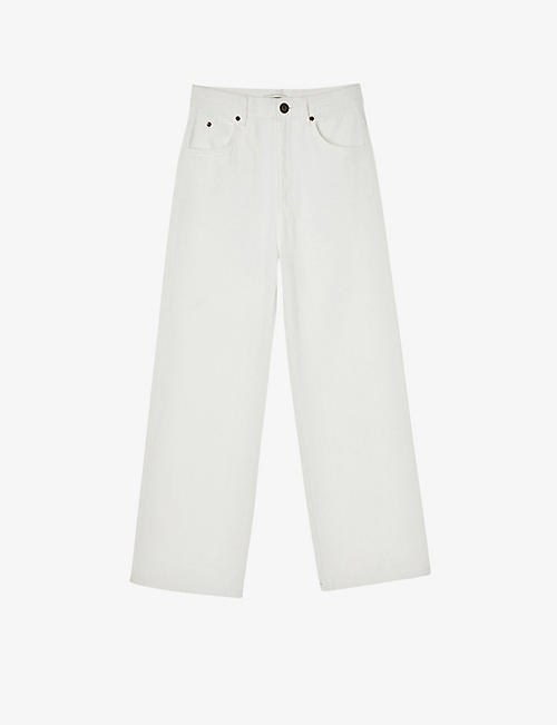 SANDRO: Branded-patch straight-leg organic-cotton jeans