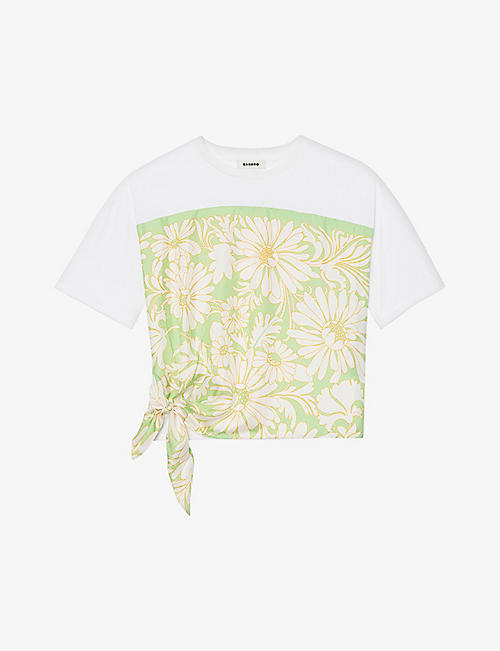 SANDRO: Daisy floral-print cotton T-shirt