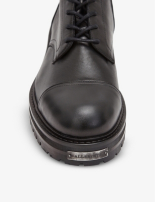 Allsaints Mens Black Hank Lace-up Leather Biker Boots | ModeSens